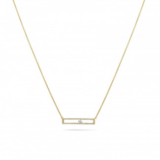 Necklaces - 0.30 carat necklace in yellow gold with a floating round diamond