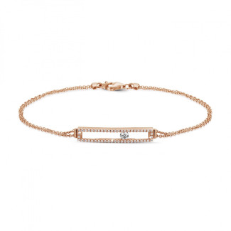 Bracelets - 0.30 carat bracelet in red gold with a floating round diamond
