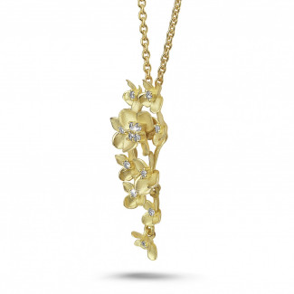 Necklaces - 0.35 carat diamond design floral pendant in yellow gold