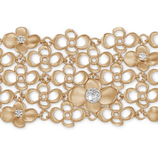 Bracelets - Exclusive BAUNAT stock sale (no 30 day return) - 0.80 carat diamond design floral bracelet in red gold (Available in size 17,5)