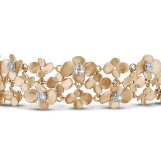 Bracelets - 0.75 carat diamond design floral bracelet in red gold