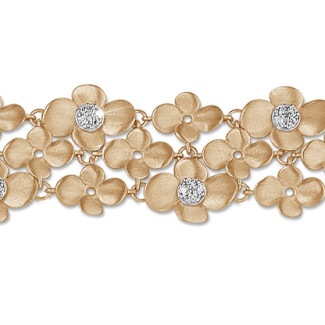 Bracelets - Exclusive BAUNAT stock sale (no 30 day return) - 0.75 carat diamond design floral bracelet in red gold