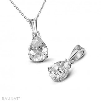 Exclusive jewellery - 1.00 carat white golden solitaire pendant with pear shaped diamond of exceptional quality (D-IF-EX)