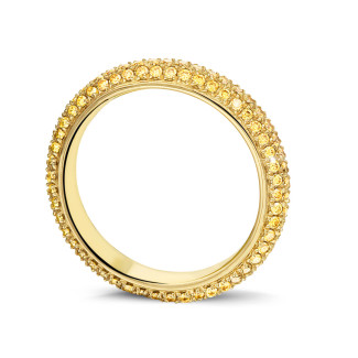 Wedding - 0.85 carat eternity ring (full set) in yellow gold with yellow diamonds