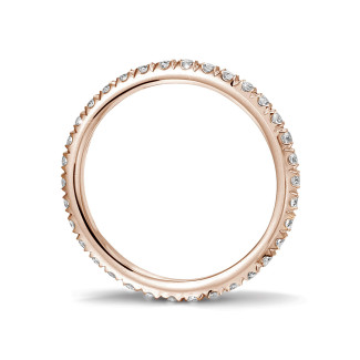 Wedding - 0.55 carat eternity ring (full set) in red gold with round diamonds