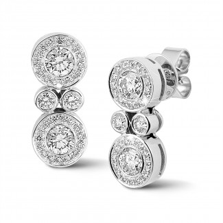 Earrings - 1.00 carat diamond earrings in white gold