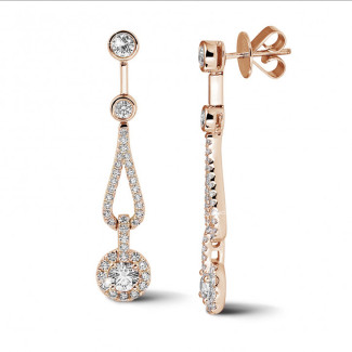 Earrings - 1.20 carat diamond earrings in red gold