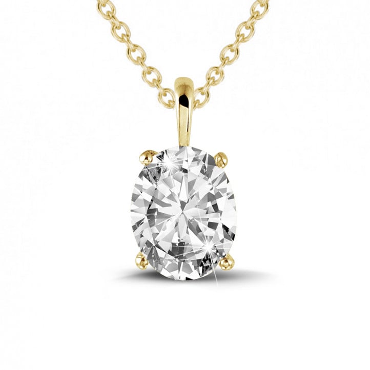 1.90 carat solitaire pendant in yellow gold with oval diamond