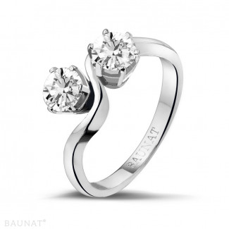 Engagement - 1.00 carat diamond Toi et Moi ring in white gold