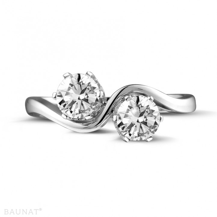 1.00 carat diamond Toi et Moi ring in white gold
