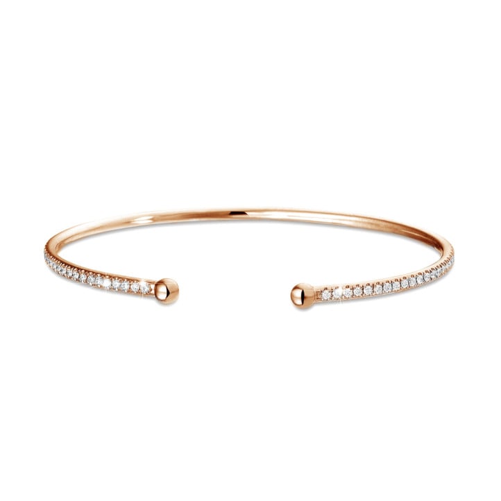0.75 carat diamond bangle in red gold