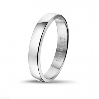 Men's rings - Wedding ring with a slightly domed surface of 4.00 mm in white gold