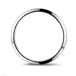 Men's rings - Wedding ring with a slightly domed surface of 4.00 mm in white gold