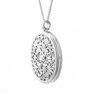 Diamond Lockets - 0.40 carat diamond design medallion in white gold
