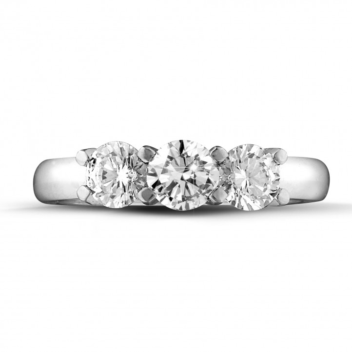 1.50 carat trilogy ring in white gold with round diamonds