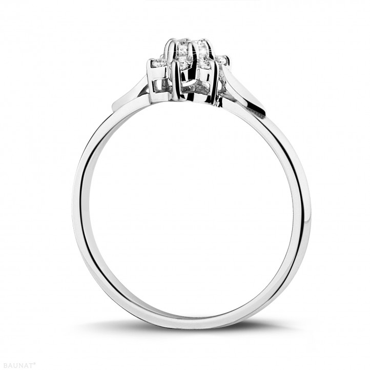 0.15 carat diamond flower ring in white gold