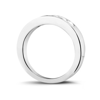 Men's rings - 0.75 carat white golden eternity ring with princess diamonds
