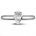 1.00 carat solitaire ring in white gold with pear shaped diamond