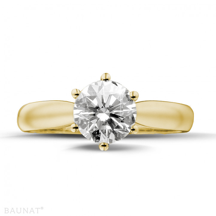 1.25 carat solitaire diamond ring in yellow gold