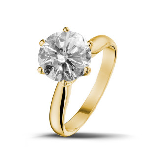 3.00 carat solitaire diamond ring in yellow gold
