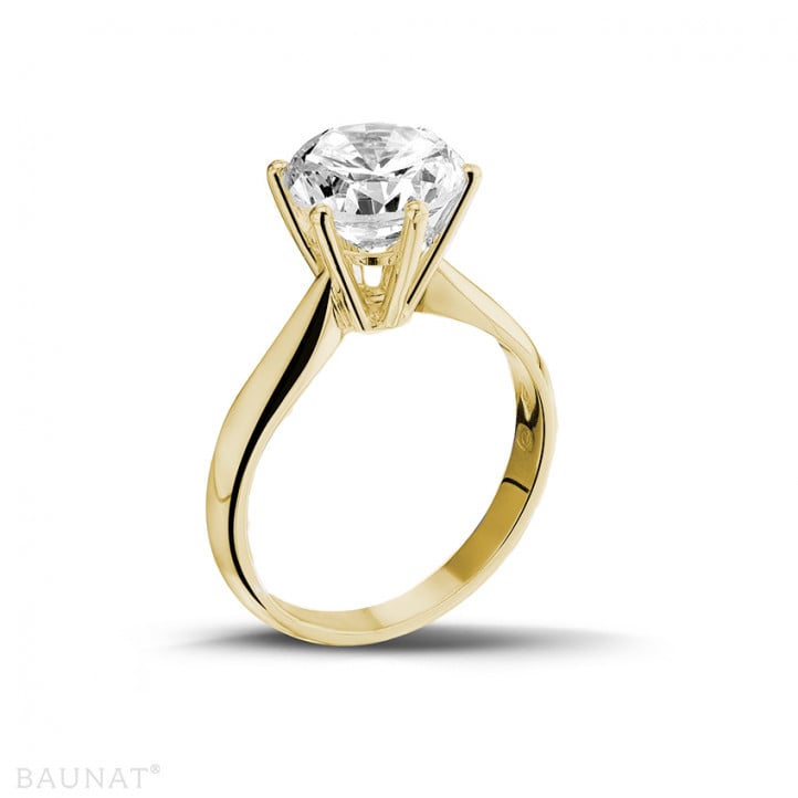 3.00 carat solitaire diamond ring in yellow gold