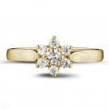 0.30 carat diamond flower ring in yellow gold