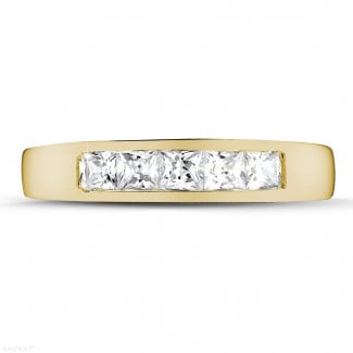 Eternity ring - 0.75 carat yellow golden eternity ring with princess diamonds