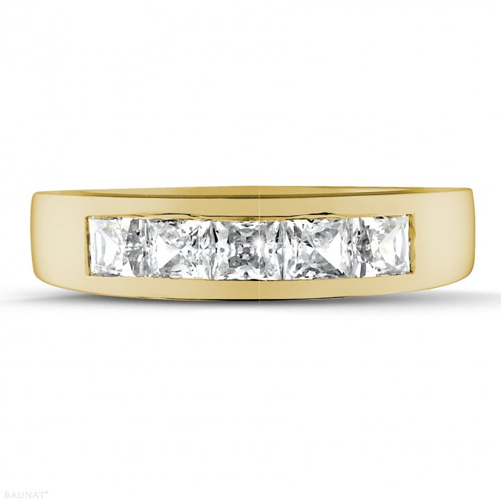 1.35 carat yellow golden eternity ring with princess diamonds