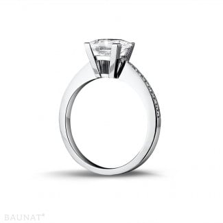 Engagement - 2.00 carat solitaire ring in platinum with princess diamond and side diamonds