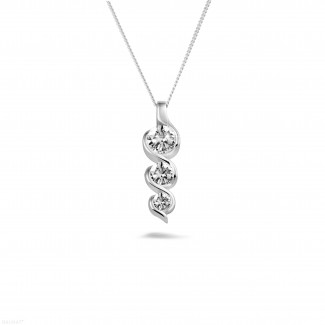 Necklaces - 0.85 carat trilogy diamond pendant in white gold