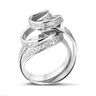 Gold ring - Exclusive BAUNAT stock sale (no 30 day return) - 0.85 carat diamond design ring in white gold (Available in size 50,54,55)
