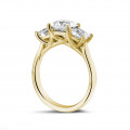 2.00 carat trilogy ring in yellow gold with princess diamonds
