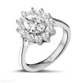 2.85 carat entourage ring in platinum with oval diamond