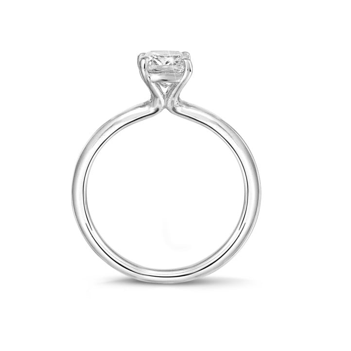 0.70克拉祖母綠切工白金單鑽戒指