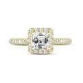1.00克拉Halo光環阿斯切圍鑲單鑽黃金戒指