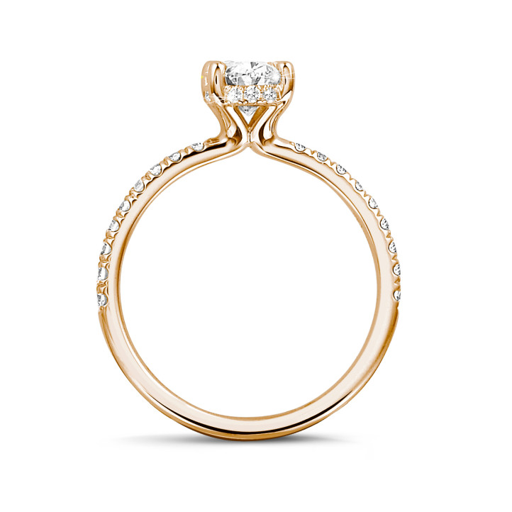 2.00克拉隱藏光橢圓形圍鑲單鑽玫瑰金戒指