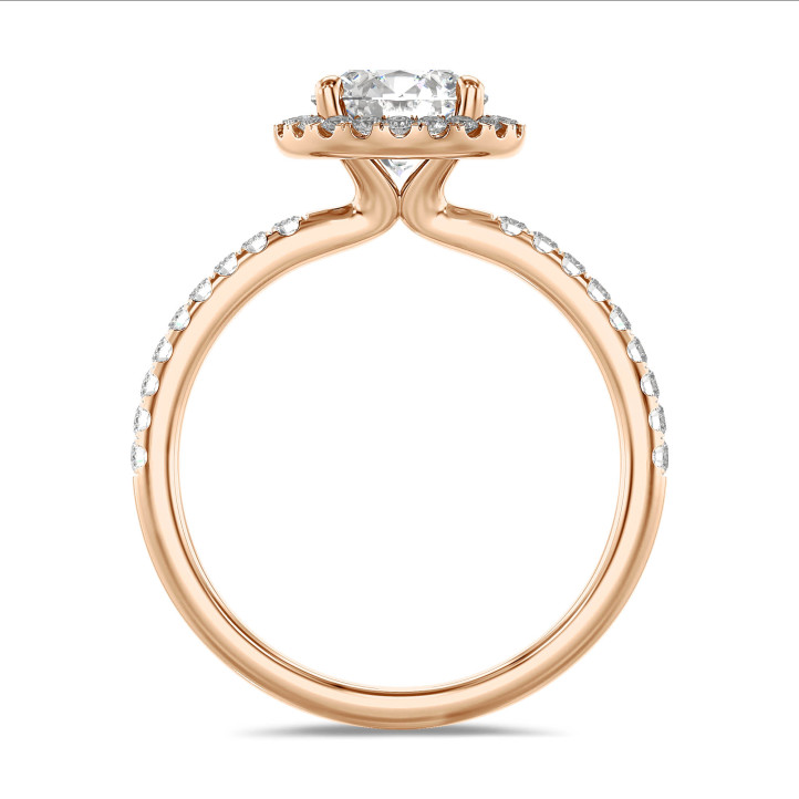 2.00克拉Halo光環圍鑲單鑽玫瑰金戒指