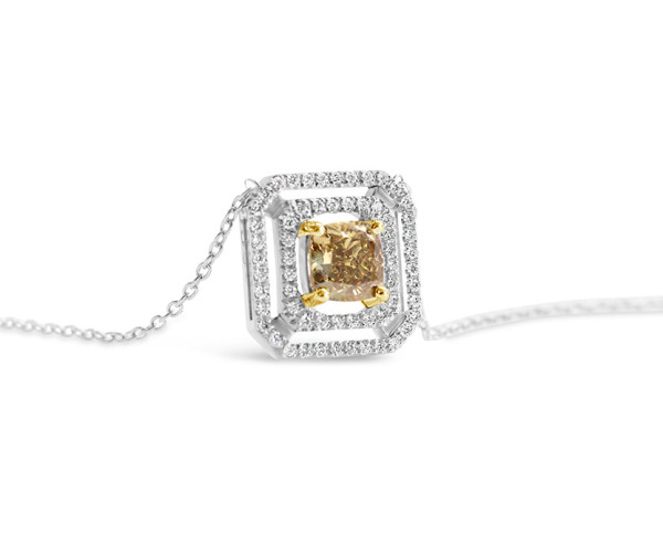 Diamond necklace with yellow diamond in centre
