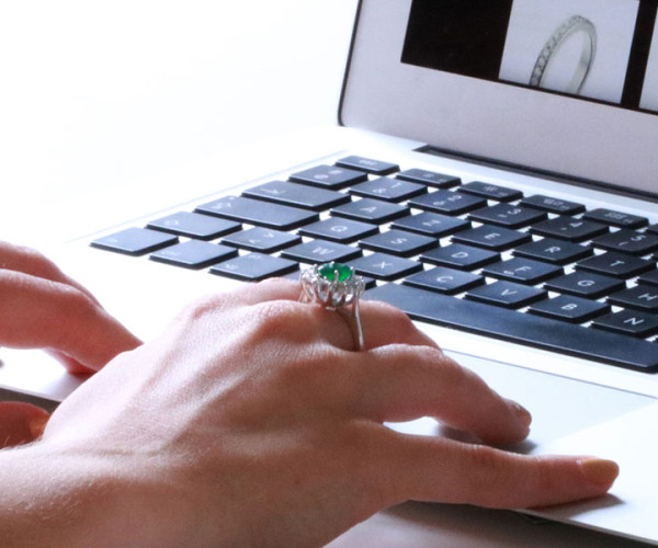 Green emerald entourage ring