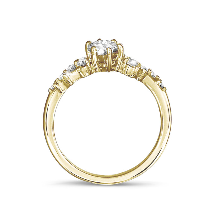 1.20 克拉黃金欖尖鑽石錦簇鑲嵌戒指