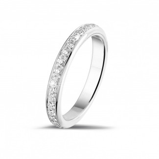經典婚戒 - 0.55 克拉白金密鑲鑽石戒指