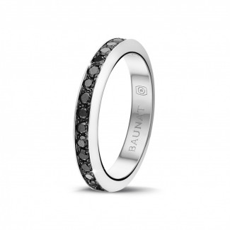 男士求婚戒指 - 0.68克拉白金密鑲黑鑽戒指