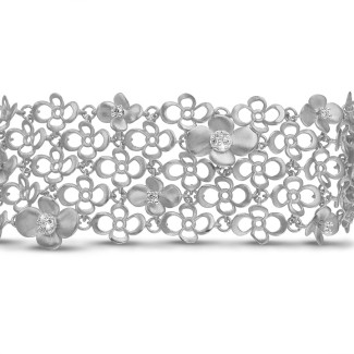 女士手鍊 - 設計系列0.80克拉花之戀白金鑽石手鍊