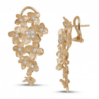 鑽石耳環 - BAUNAT 獨家庫存特惠 (无 30 天退货) - 設計系列0.70克拉花之戀玫瑰金鑽石耳環