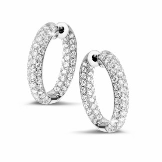 Orecchini - Orecchini creoli con diamanti da 2,15 carati in oro bianco