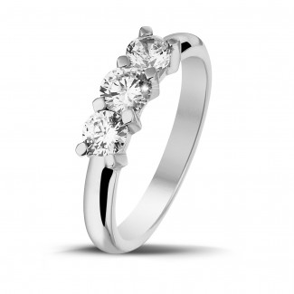 0.75 carat trilogy ring in platinum with round diamonds