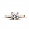 Anello con diamante solitario da 2,00 carati in oro rosso