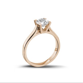 Anello solitario - Anello solitario con diamante da 1,00 carati in oro rosso