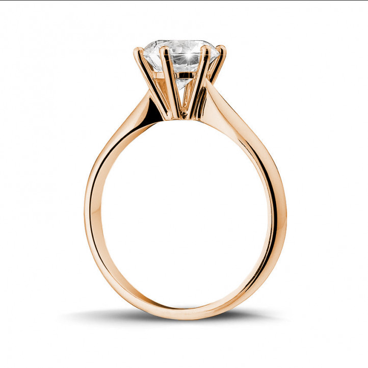 Anello solitario con diamante da 1,50 carati in oro rosso