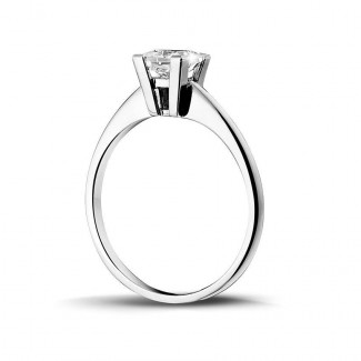 Anello solitario - Anello solitario da 1,00 carati in oro bianco con diamante princess